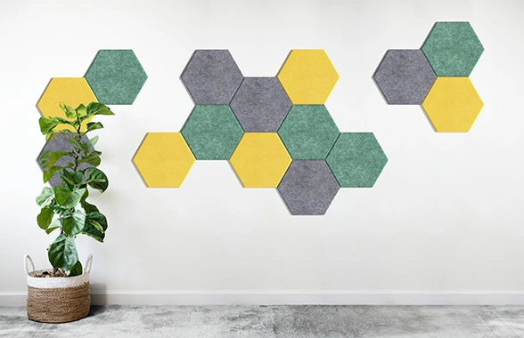1-12 Inches Colorful Hexagon PET Acoustic Wall Panel